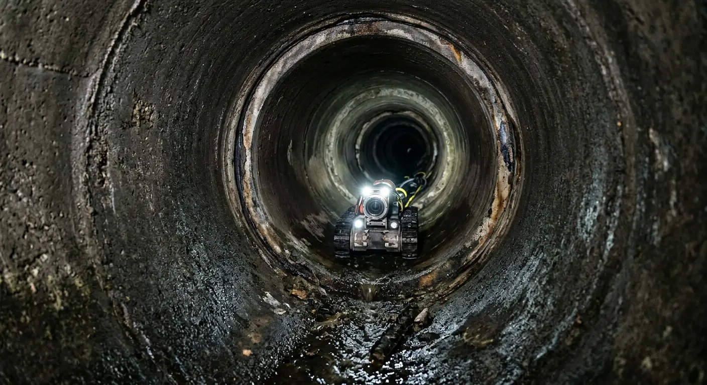 Robotic sewer camera inspecting pipe interior for Sewer Line Cleaning in Berlin